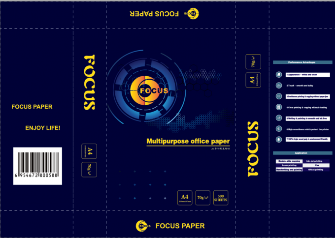กระดาษถ่ายเอกสารเยื่อไม้ 100% OEM ขนาด A4 & Letter ขนาด 70gsm / 75gsm / 80gsm 0