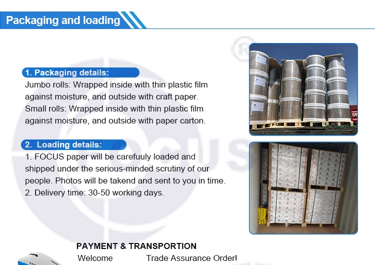 กระดาษความร้อน 48GSM / 55GSM Jumbo Roll พื้นผิวเรียบดี 3