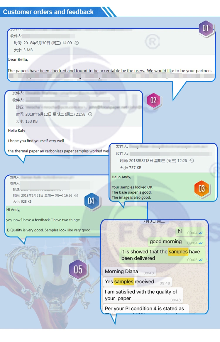 กระดาษความร้อน 48GSM / 55GSM Jumbo Roll พื้นผิวเรียบดี 4