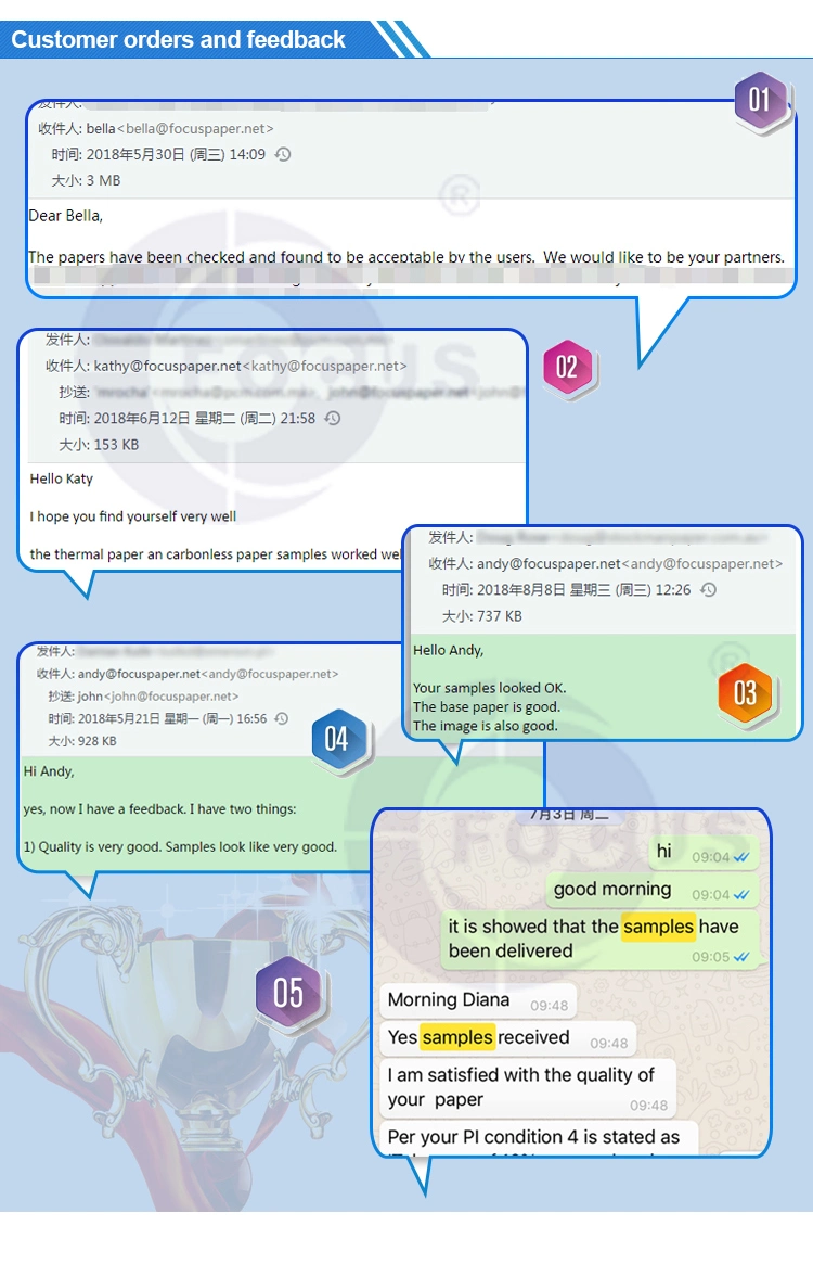 FOCUS กระดาษคาร์บอนนำเข้า 100% เยื่อไม้บริสุทธิ์ ฟ้า ชมพู เขียว เหลือง Invoice 4