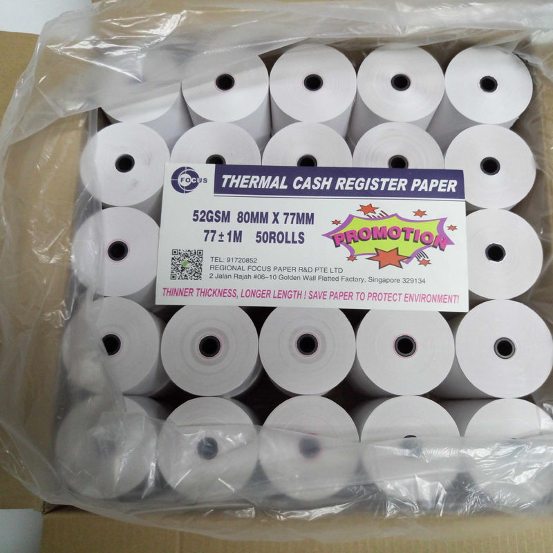 China Supplier Excellent Quality Black Image 55GSM 2 1 4 X50 Thermal Paper Roll For Supermarket/ Bank/ POS/ ATM Machine