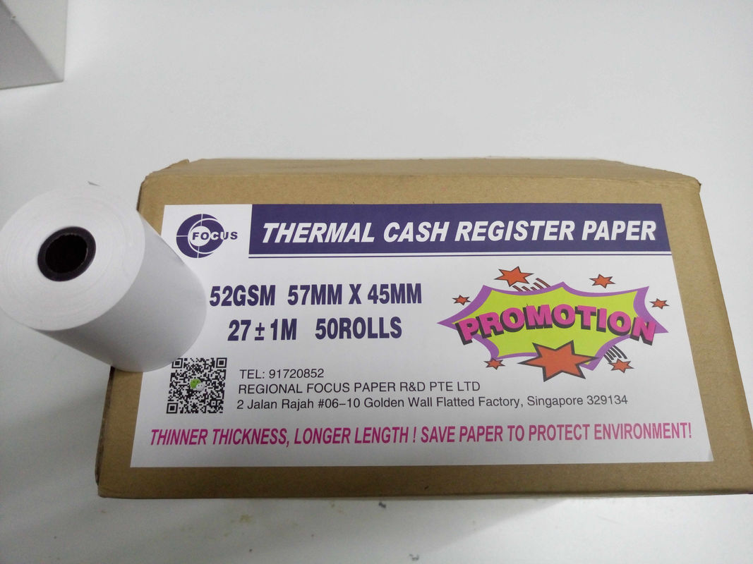 100 Virgin 58gsm POS Thermal Paper Roll BPA Free White Sticker Paper Roll