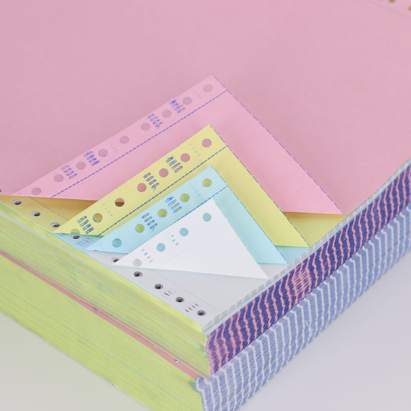 FSC A GRADE CB/CFB/CF Black / Blue Image Invoice 5 Plys NCR Paper For Continuous Bill