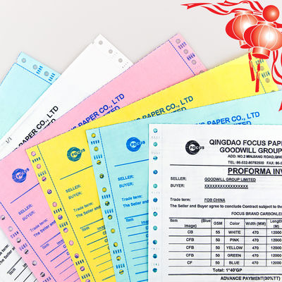 จีน โรงงาน 7 Ply NCR กระดาษ CB CFB CF 55/50/55gsm 61*86/70*100cm สีดํา/สีน้ําเงินภาพ กระดาษไร้คาร์บอน