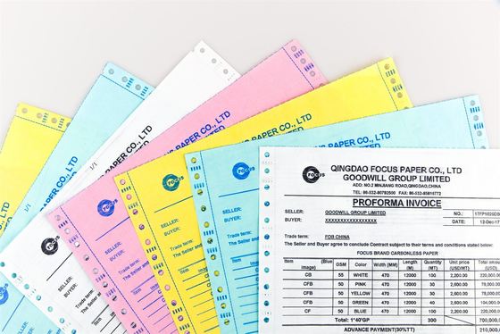 กระดาษ NCR ไร้คาร์บอนที่มีความขาวและความเข้มข้นภาพที่ดี